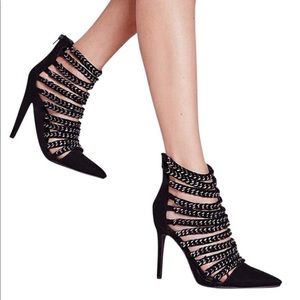 Missguided black chain strap detail heel